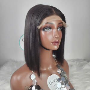 Vendeur brut 12 pouces vietnamien cheveux humains Bob perruques os droit vierge cheveux naturels produits pour les femmes noires Transparent - Product Image 1