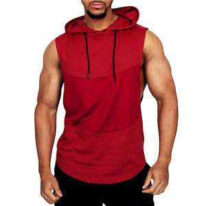 Camiseta deportiva sin mangas para hombre, venta al por mayor, entrenamiento muscular, chaleco deportivo transpirable suelto con capucha, camiseta sin mangas para hombre - Product Image 1