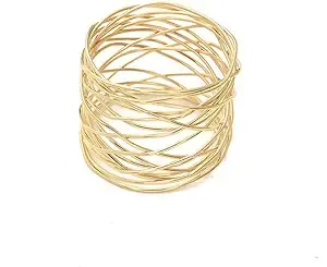 Sortie d'usine Anneaux de serviette en feuille bon marché Anneaux de porte-serviettes en métal doré Anneaux de serviette de mariage pour le dîner - Product Image 6