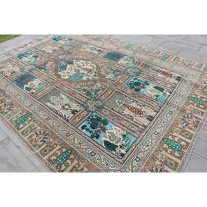 Tapis turc vintage surdimensionné 7,7x10,8 pi (235x330 cm), tapis bleu à motifs floraux - Product Image 2