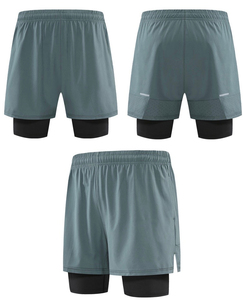 Short de basket-ball en sergé de broderie vintage personnalisé pour hommes 5 pouces Double couche maille vêtements de basket-ball Shorts Streetwear - Product Image 2