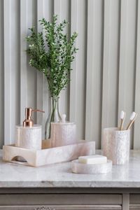 ชุดอุปกรณ์ห้องน้ำ 7 ชิ้น ลายหินอ่อนสีม่วง พรีเมียม ผลิตจากเรซิน เป็นมิตรกับสิ่งแวดล้อม ทำความสะอาดง่าย ทันสมัย พร้อมที่จ่ายสบู่ - Product Image 2