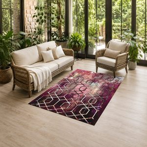<b>RUGS</b> DEPOT LXDP-0334 Wholesale Red <b>Burgundy</b> Minimalist Designer Digital Printed Machine Washable Chenille Area <b>Rug</b> Non Slip - Product Image 6