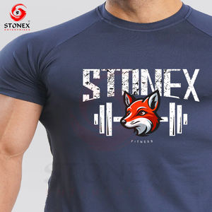Camiseta de algodón de primera calidad para hombre, camiseta ajustada para gimnasio y Fitness, camisetas con estampado personalizado para hombre - Product Image 2