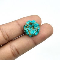 Perles de fleurs en pierre précieuse sculptées à la main en cuivre et turquoise, forme de fleur, 17 mm, pour la fabrication de bijoux, fournisseur en gros