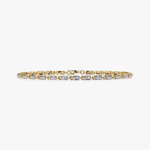 Bracelet de tennis taille émeraude 5x3mm 16.5ctw VVS Moissanite diamant Bracelet de tennis en or jaune pour hommes et femmes - Product Image 1