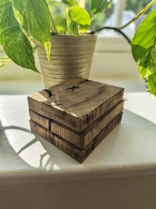 walnut coasters Handcrafted Rustic Wooden Coasters Set Natural Wood Grain Drink Coasters for Coffee Tea Wine <b>Table</b> <b>Protection</b> - Product Image 2