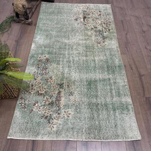 Tapis vintage 3,4x6,4 pieds, tapis d'inspiration turque, tapis persan vert - Product Image 1