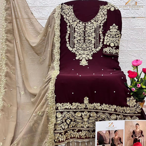 Thiết kế gharara độc quyền: georgette nặng với Thêu phong phú, shantoon buồn tẻ bên trong & dupatta lạ mắt cho mùa đông - Product Image 1