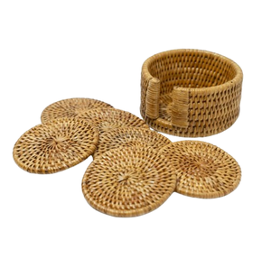 Vente en gros Forme arrondie Rotin Thé Coaters Thé Café Sous-verres décoratifs pour la maison Tapis et tampons - Product Image 2