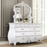 Ensemble de chambre à coucher traditionnel Queen en bois massif avec cadre en bois d'acajou finition blanche de haute qualité pour usage intérieur