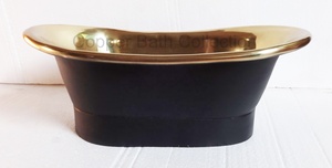 Làm Bằng Tay Đôi Bát Matt Đen Brass Đánh Bóng Bồn Tắm Phong Cách Dầu Gội Rửa Lưu Vực Với Một Lỗ - Product Image 3