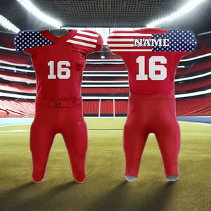 Maillot de football américain respirant, cousu, 100% polyester, de haute qualité, manches courtes, grande taille, expédition rapide, prix bas - Product Image 2
