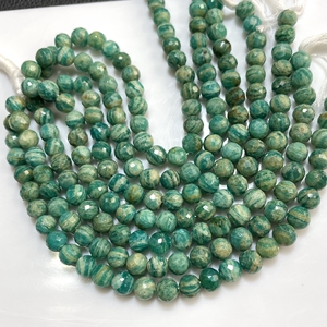 Russian Amazonite Faceted Round Shape Beads Good Quality Natural Gemstones Round Beads For Jewelry - Product Image 1