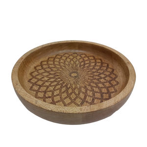 Nouveauté Assiette ronde en bois d'acacia Finition naturelle Plateau à vaisselle design de luxe et bol pour servir au restaurant - Product Image 1