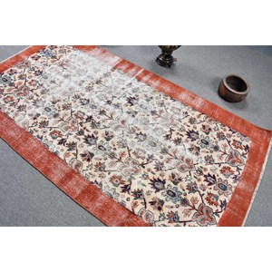 พรมปูพื้นขนแกะสไตล์ตุรกีโบราณ4 'x 7.5' สไตล์คลาสสิกสีส้มและสีเบจแบนเรียบลาเท็กซ์สำหรับตกแต่งห้องนั่งเล่นสำหรับวัยรุ่น - Product Image 4