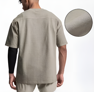 Boxy <b>Hip</b> Hop 180 GSM Drop Shoulder Graphic Heavyweight T-Shirt Luxury Blank Heavy Cotton Custom Streetwear Oversized Men Plus - Product Image 4