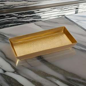 Bandeja de servicio decorativa para encimera rectangular, acabado martillado, bandeja de almacenamiento de cosméticos multiusos irrompible, platos de desayuno - Product Image 3