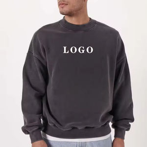 Sudadera corta de peso pesado Boxy Fit Crafted French Terry Fabric Sudadera de cuello redondo de gran tamaño personalizada Elegante lavado ácido - Product Image 3