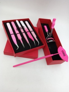 Pinzas para Extensión de Pestañas de Acero Inoxidable con Recubrimiento en Polvo de Diferentes Colores, Agarre de Diamante, Estilo Labial, Rizador Profesional con Espejo - Product Image 3