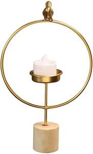 Candelabros Redondos de Metal Dorado Mate, Lujosos y Únicos, Hechos a Mano, para Decoración del Hogar, Bodas y Navidad - Product Image 4