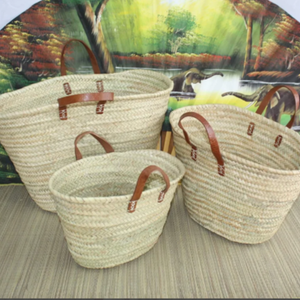 Paniers à provisions marocain-moyen + grand + XXL-sacs à provisions en paille, sacs de marché, plage de palmier naturel - Product Image 1