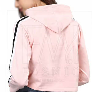 2025 haute qualité femmes manches longues pull à capuche hiver doublé recadrée dames vêtements patchs personnalisés col à capuche - Product Image 2