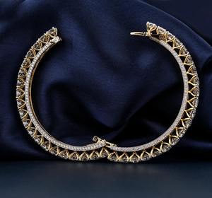 Brazaletes de diamantes cultivados en laboratorio de Plata de Ley 925, brazaletes de diamantes hechos en laboratorio para corte redondo nupcial - Product Image 3