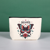 Pochette zippée en toile vierge personnalisable avec logo, trousse à maquillage en coton, étui à crayons, sac de rangement de voyage – Vente en gros