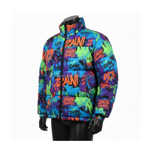 Veste bouffante à la mode 380 GSM polyester vêtements d'extérieur chauds multicolore Graffiti impression Logo personnalisé disponible veste bouffante pour homme - Product Image 3