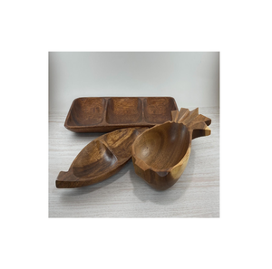 ชามไม้แกะสลักรูปสับปะรดชามไม้สัก/ลิงแกะสลักด้วยมือ - Product Image 1