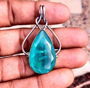 925 plata esterlina Paraiba turmalina cristal colgante mujer hermosa joyería plata joyería hermosa joyería - Product Image 2