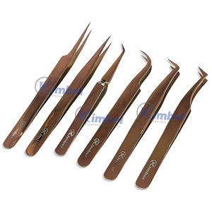 Pince à cils incurvée en or rose de qualité professionnelle Meilleure pince à épiler avec pointe en fibre en acier inoxydable - Product Image 2