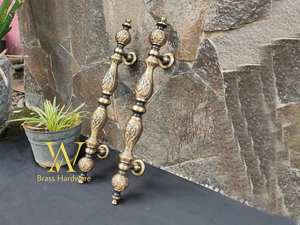 มือจับประตูงูทองเหลืองโบราณ2ชิ้นมือจับประตูหลักสำหรับเฟอร์นิเจอร์บ้านและสำนักงาน - Product Image 4