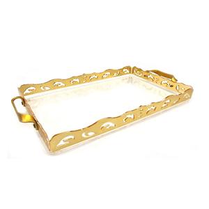 Brass Plated Handmade Stainless Steel Fruit <b>Tray</b> Food Plate Multi Designs Commercial Use Metal Rectangle Serving <b>Mirror</b> <b>Tray</b> - Product Image 2