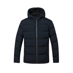OEM Wholesale Plain Navy Color Hooded Bubble <b>Jacket</b> Custom Logo Breathable Fabric Sloid <b>Pattern</b> Padded Puffer Men's <b>Jackets</b> - Product Image 1