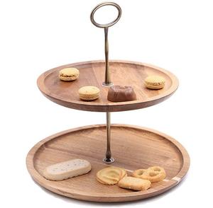 Exclusivo Servidor de Postres de Diseño para Celebraciones de Cumpleaños, Herramienta de Servicio de Postres, Soporte para Pastel de Madera Natural y Metal a Bajo Precio - Product Image 1
