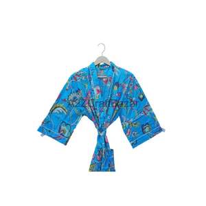 Bata de Baño Kimono Tradicional 100% Algodón para Mujer, Estilo Bohemio Hippie, Vestido Largo de Verano y Primavera con Estampado Floral, Nueva Ropa de Dormir - Product Image 2