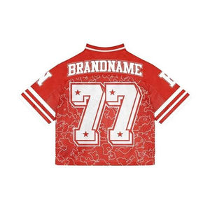 Maillot de football rétro en polyester personnalisé, vêtements de style streetwear courts, chemise en maille de football américain surdimensionnée, vêtements d'équipe et vêtements de sport - Product Image 2