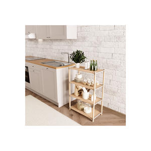 FIX-2014-4 Estantería Modular Multiusos de Madera Estilo Escandinavo Moderno de 4 Niveles en Bey - Product Image 1