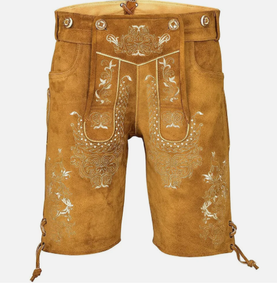 Pantalones cortos de cuero bávaro para hombre de alta calidad con bordado personalizado al por mayor - Product Image 1