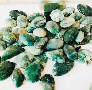 Pierre précieuse en vrac de cabochon d'agate de mousse verte naturelle! Pierre précieuse polie de cabochon d'agate de mousse pour la fabrication de bijoux - Product Image 3