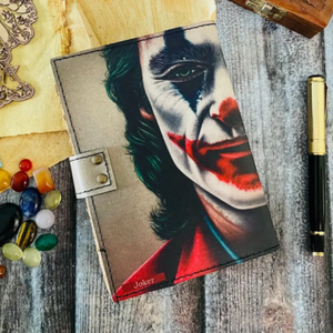 Journal en cuir imprimé JOKER fait main avec reliure thermique Design antique 120 feuilles de papier vintage 7x5 pouces pour écrire des cadeaux - Product Image 4