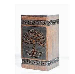 Handcrafted Wooden Urn Box with Tree Engraving Design for Human <b>Ashes</b> Memorial <b>Keepsake</b> - Product Image 6