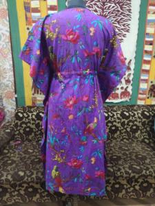 Robe longue caftan en coton pour femmes avec imprimé oiseau confortable grande taille couverture de plage vêtements de détente vêtements d'été cadeau taille naturelle - Product Image 4