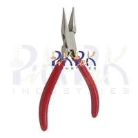Pince à bec effilé 130 mm en acier inoxydable à mâchoires lisses, poignées en PVC à ressort, pour sertissage de joints, pêche, fabrication de bijoux, bricolage et artisanat