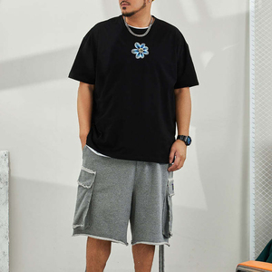 Última venta al por mayor 220g peso pesado hombres algodón camiseta más tamaño liso hombres camisetas para la venta en línea - Product Image 5