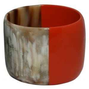 Brazalete de cuerno de búfalo doble unisex Brazalete doble de moda abierto ovalado largo para mujeres y hombres - Product Image 4