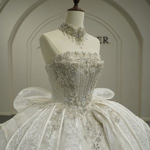 Robe de mariée moderne Jancember GT26016 à col bateau et laçage avec nœud - Product Image 5