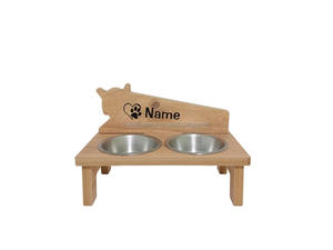 Mangeoire pour chien surélevée double en bois avec mangeoire pour animaux de compagnie en acier inoxydable pour l'eau et la nourriture - Product Image 3